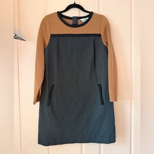Boden Tan and Gray Long Sleeve Dress sz 8R